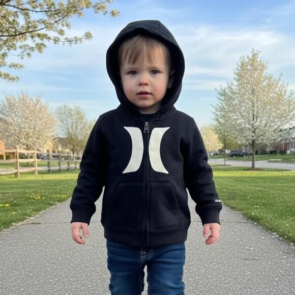 Hurley Logo Black Zip-Up Hoodie Size 3T - Picture 1 of 10